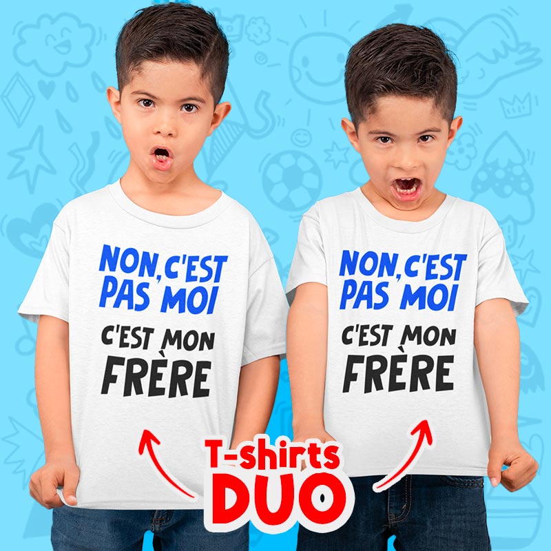 DUO de 2 Tee-shirts "C'EST MON FRÈRE" +Sac Collector 🎁