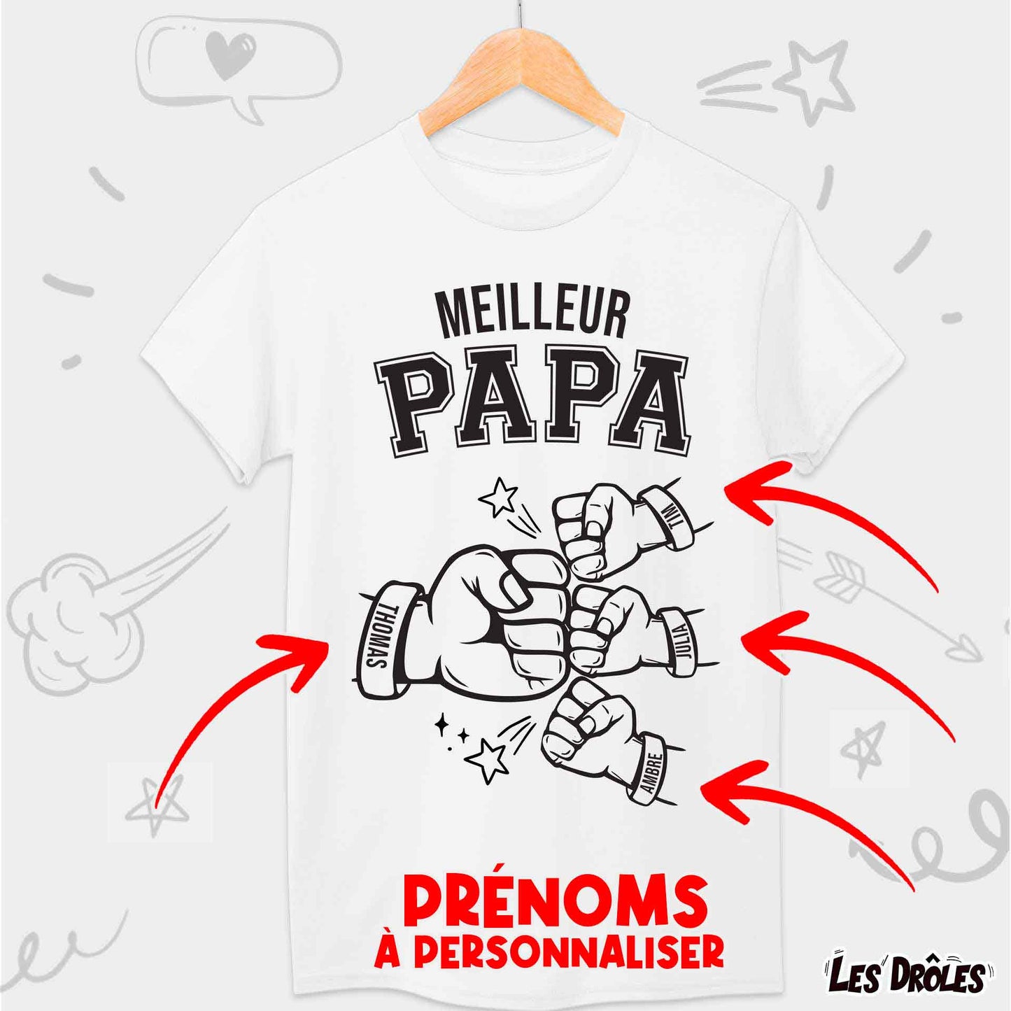 Meilleur Papa + 3 Enfants Perso