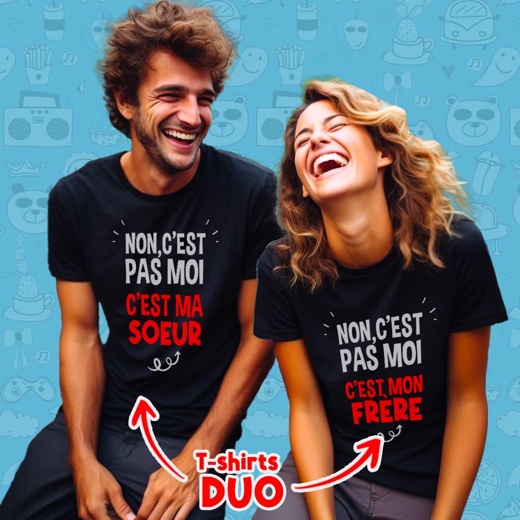 DUO "C'est pas moi " Adulte Noir + Sac Collector 🎁