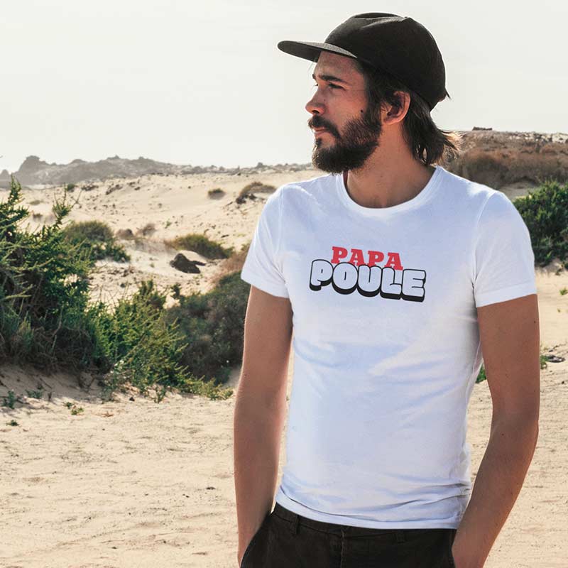 papa poule t shirt homme plage casquette