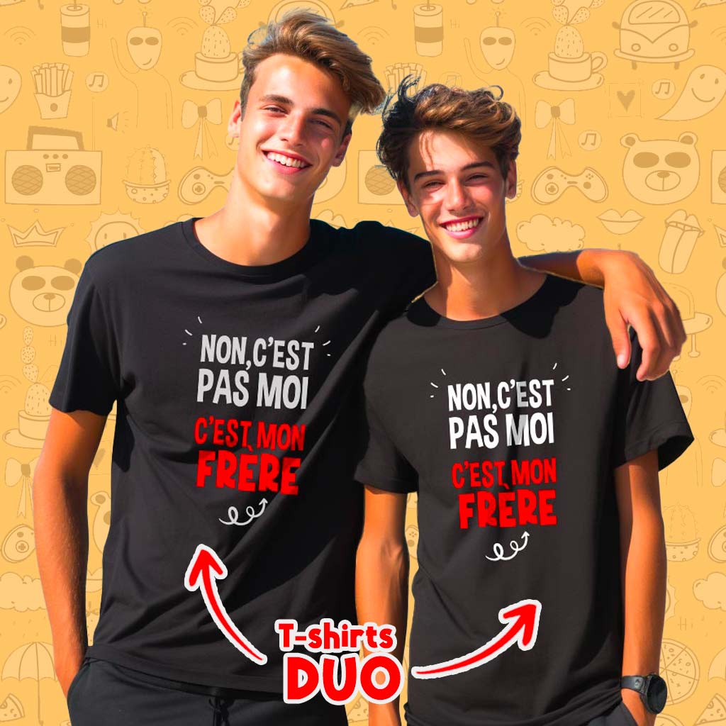 DUO "C'est pas moi Mon frère " Adulte Noir + Sac Collector 🎁