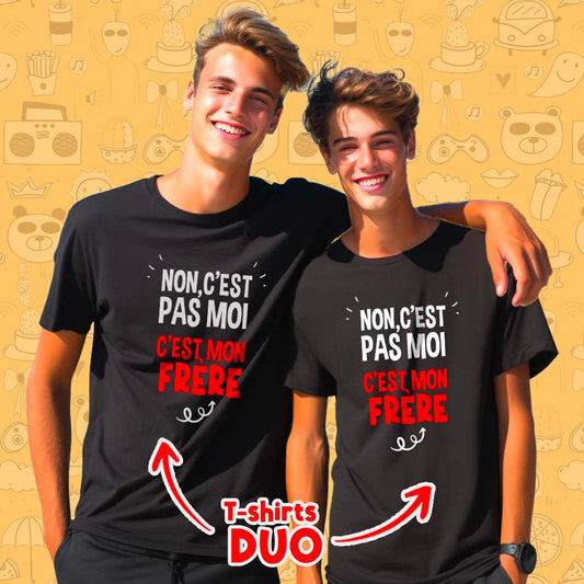 DUO "C'est pas moi Mon frère " Adulte Noir + Sac Collector  🎁