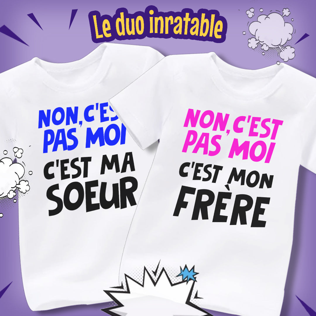 DUO de 2 Tee-shirts "C'est pas moi " + Sac Collector 🎁
