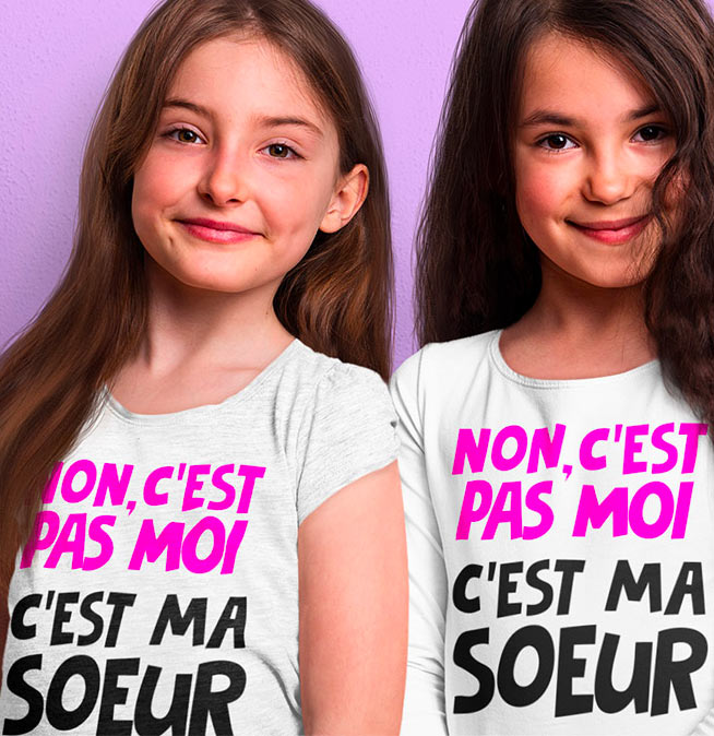 DUO de 2 Tee-shirts "C'EST MA SOEUR"+ Sac Collector 🎁