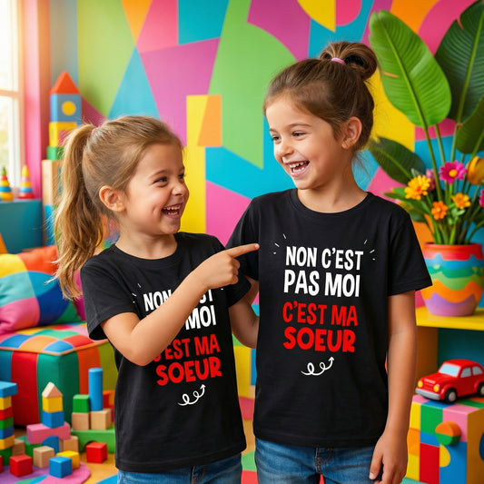 T-shirt Duo Soeur – "C’est pas moi, c’est ma Soeur" 🎁 Cadeau drôle