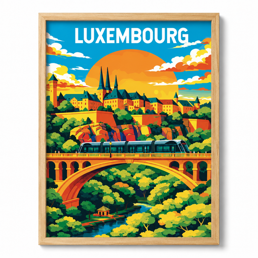 Affiche souvenir Luxembourg – Pont Adolphe, format 30x40 cm, créée au Luxembourg | Luxembourg souvenir poster – Adolphe Bridge, 30x40 cm, made in Luxembourg | Luxemburg Souvenir-Poster – Adolphe-Brücke, 30x40 cm, hergestellt in Luxemburg