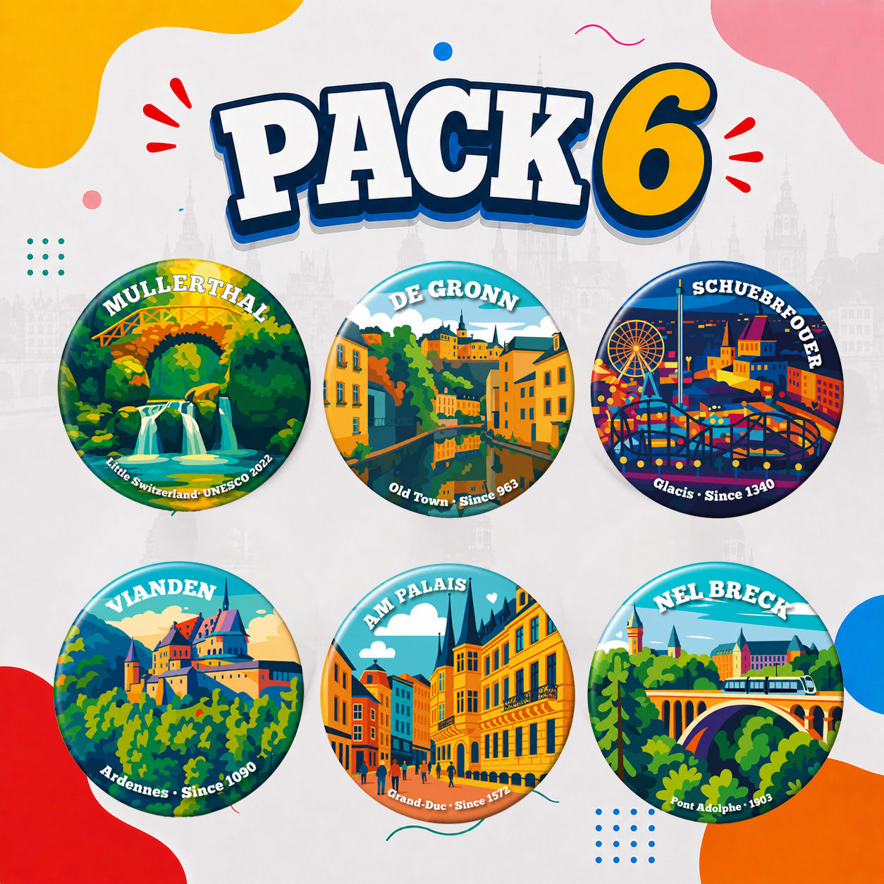 Pack de 6 Magnets Luxembourg – La Collection Complète
