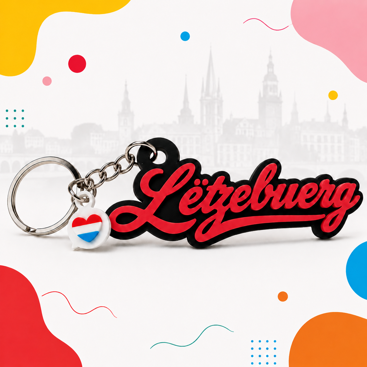 Porte Clés Letzebuerg Noir & Rouge